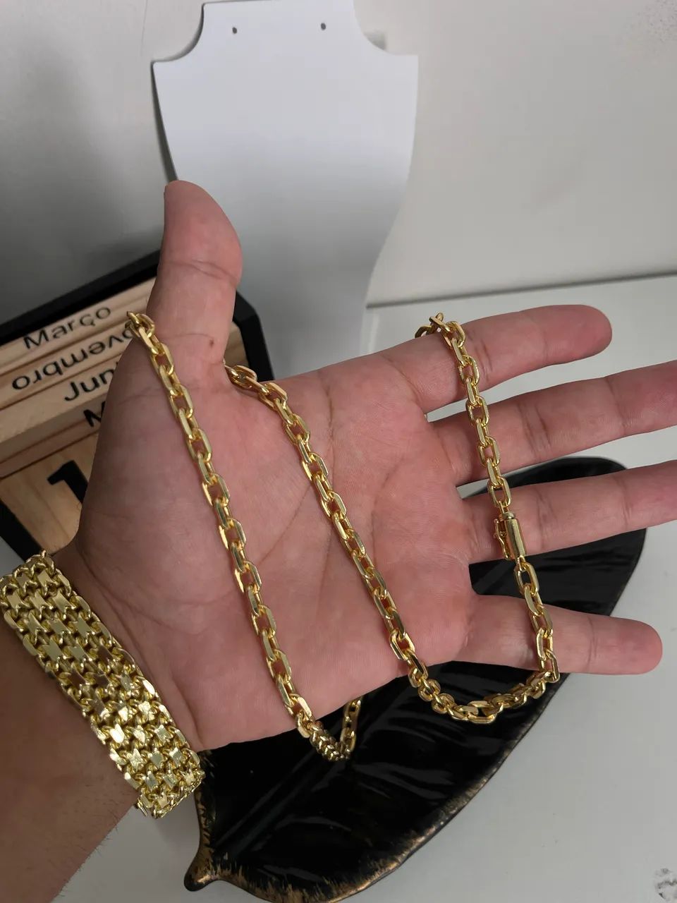 Corrente Masculina cadeado banhada a ouro  - Foto 5