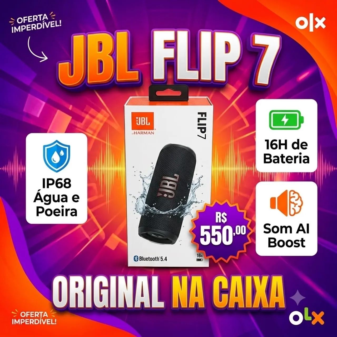 Caixa de som Bluetooth JBL Flip 7