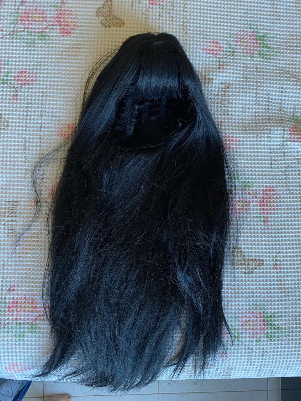 Peruca preta cosplay com franja - Foto 3