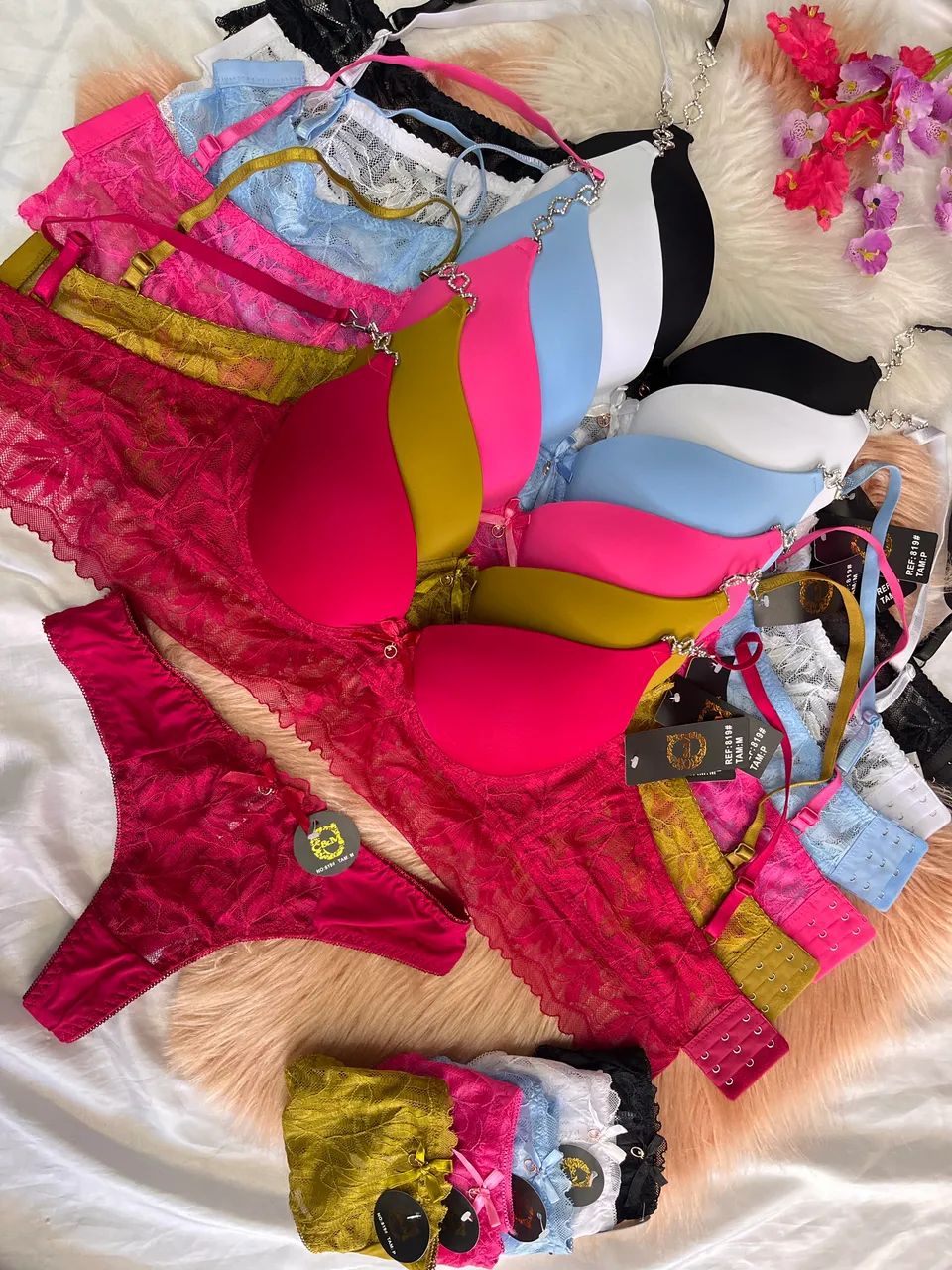 Kit 10 conjuntos de lingerie importados renda guipir luxo alta qualidade para revenda  - Foto 5