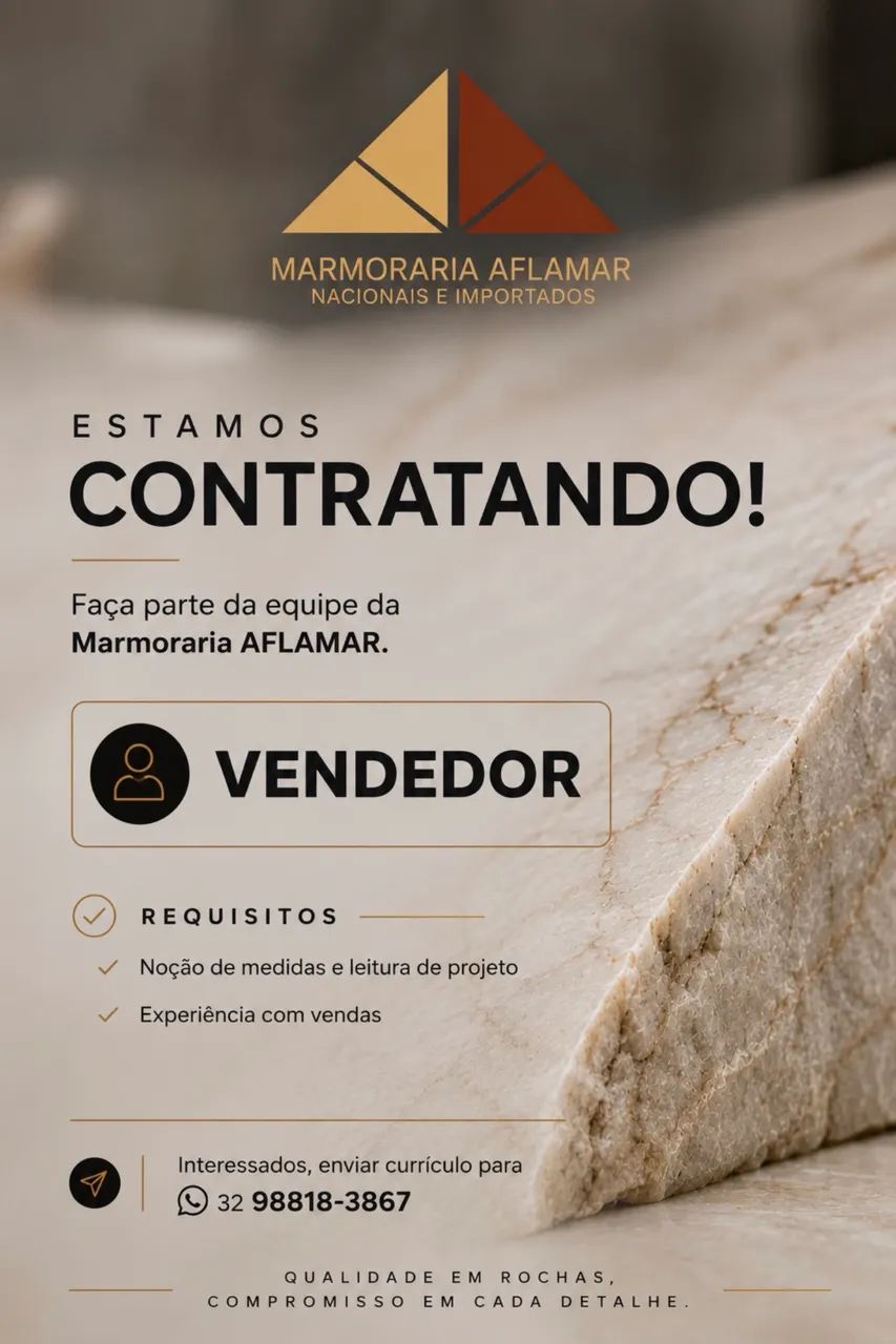Vaga vendedor marmoraria 