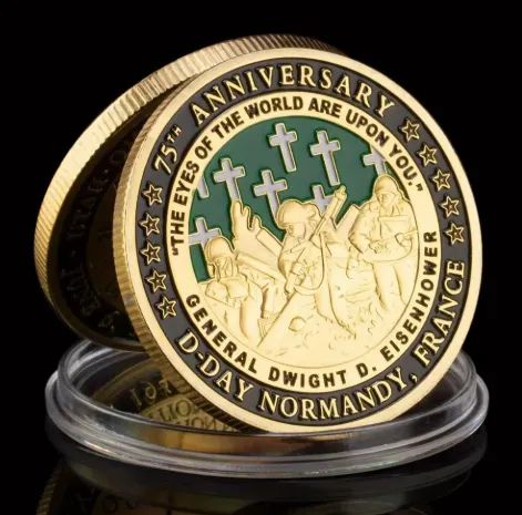 Challenge Coin Americana Moeda Comemorativa Segunda Guerra Mundial Dia D- US NAVY - Foto 3