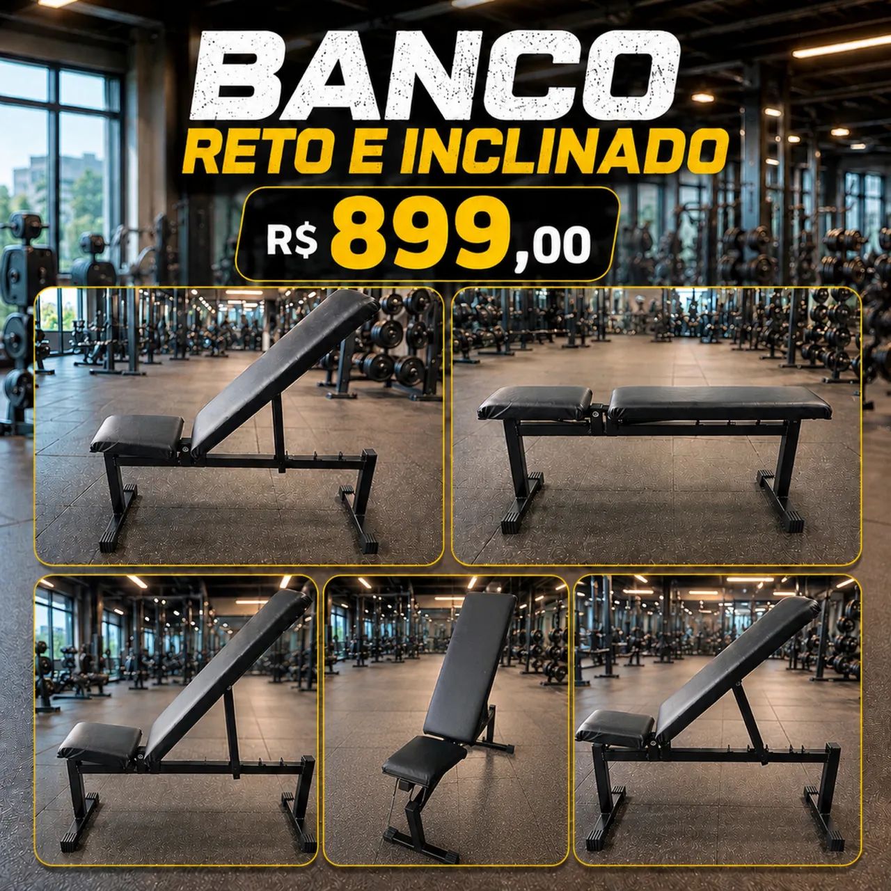 Banco reto com inclinações 