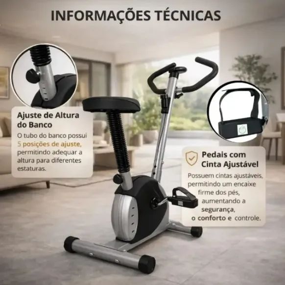 Bicicleta Ergométrica Vertical Preta E Cinza Residencial (Usado) - Foto 3
