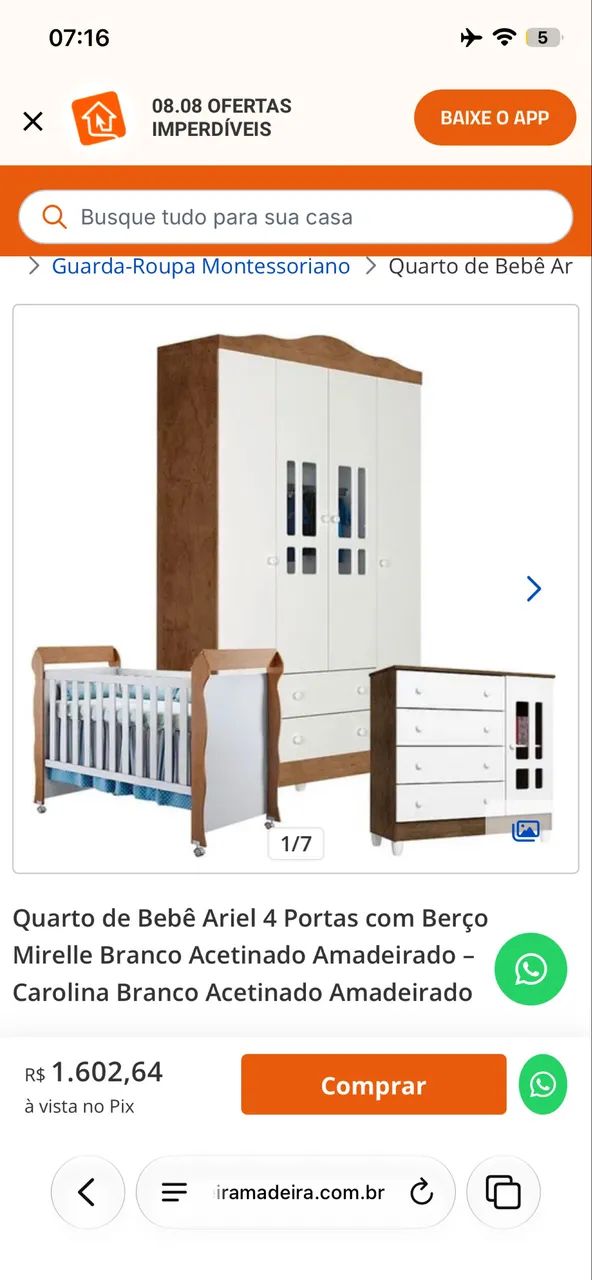 ? QUARTO INFANTIL COMPLETO ? BERÇO 3 EM 1 + CÔMODA + GUARDA-ROUPA