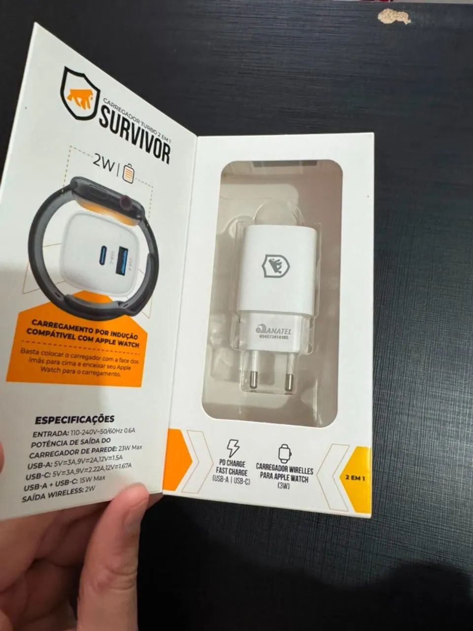 Carregador Gshield Survivor 2 em 1 USB-C Apple Watch Anatel - Foto 2