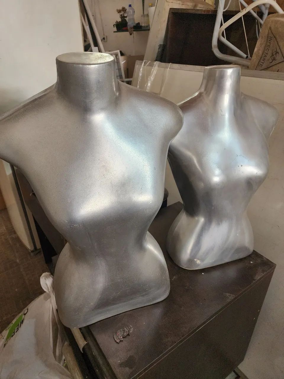 2x manequim busto feminino - prateado - Foto 2
