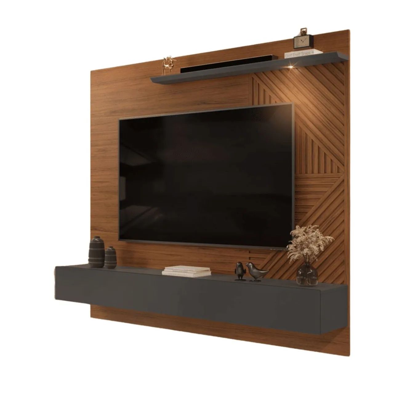 Painel para TV 65 Polegadas Arezzo Freijó/Cinza Urbano - DJ - Foto 3