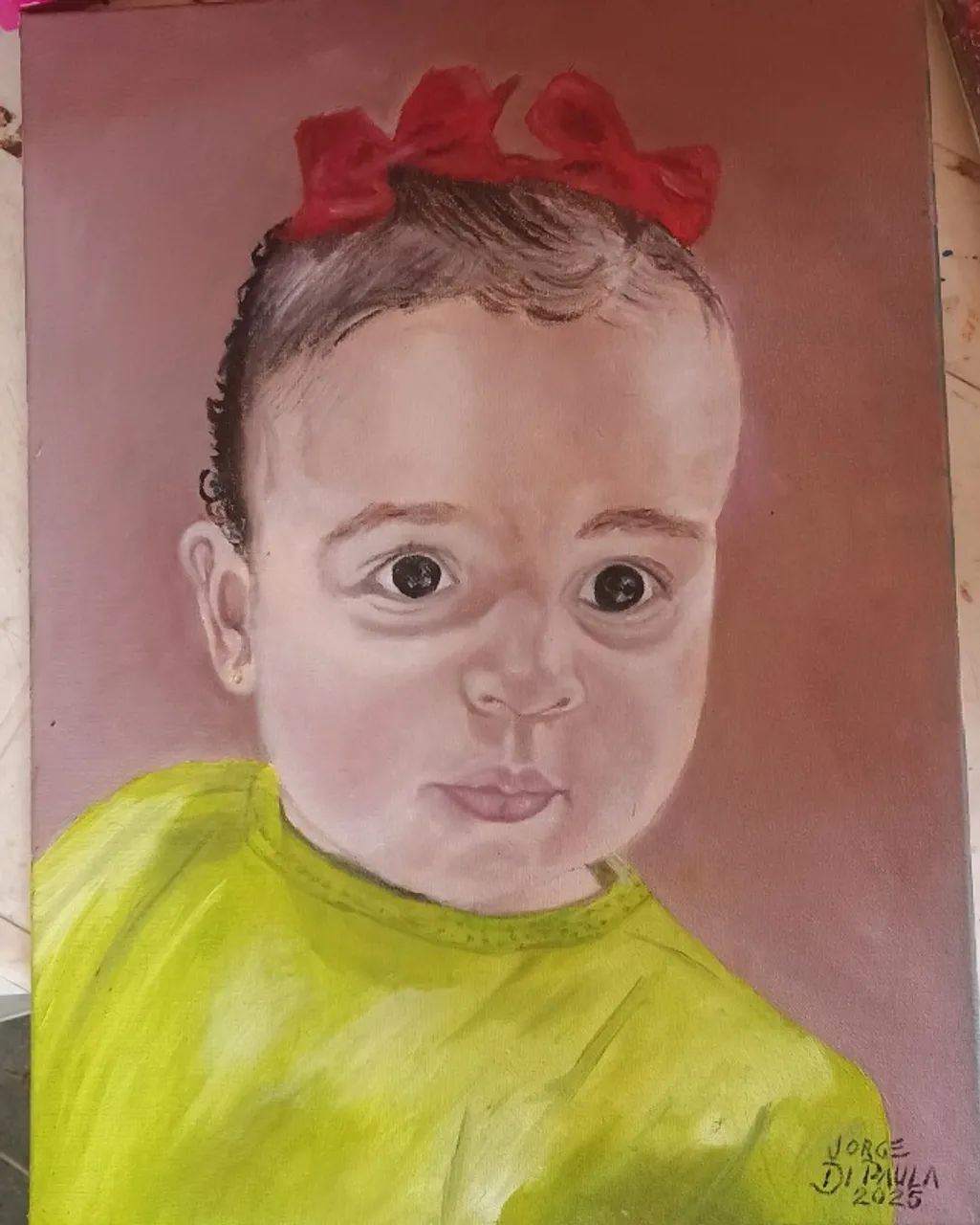Retratos à óleo  e à lápis