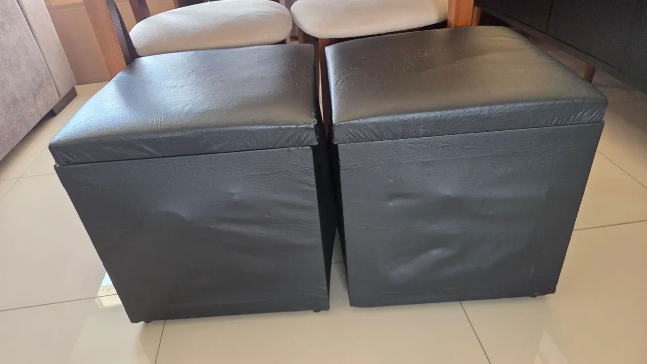 Dois puffes baú preto - Foto 3