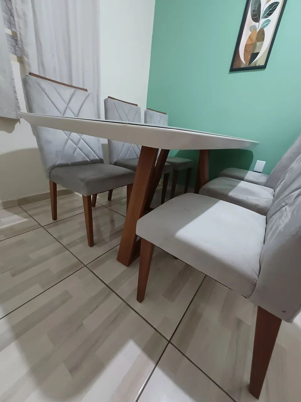 Mesa 6 cadeiras madeira maciça  - Foto 4