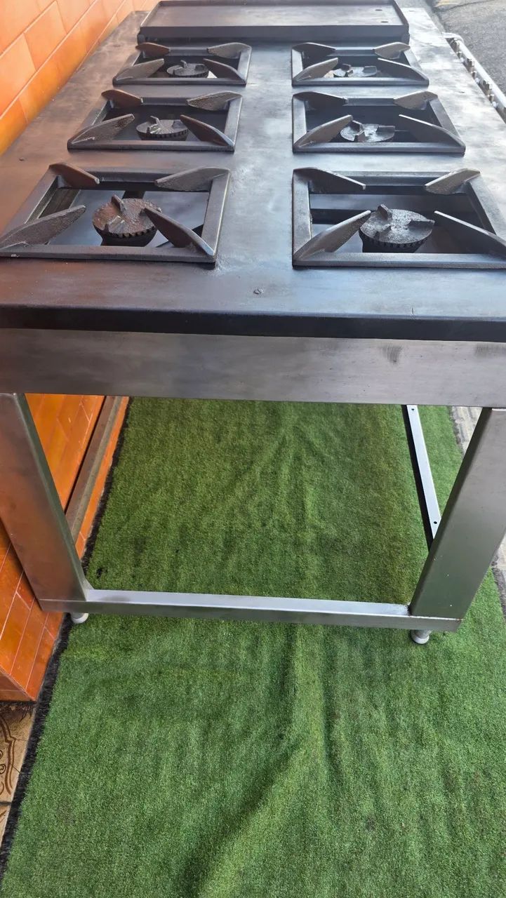 Fogao industrial inox 6 bocas chapa  - Foto 3