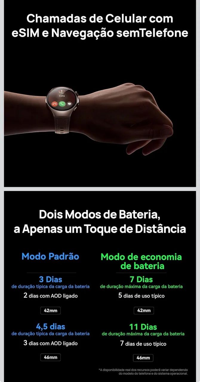 Smartwatch, HUAWEI WATCH 5 46mm, Tecnologia X-TAP , Celular eSIM, Android e com iOS, - Foto 4