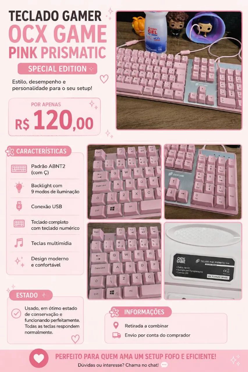 Teclado Gamer Rosa
