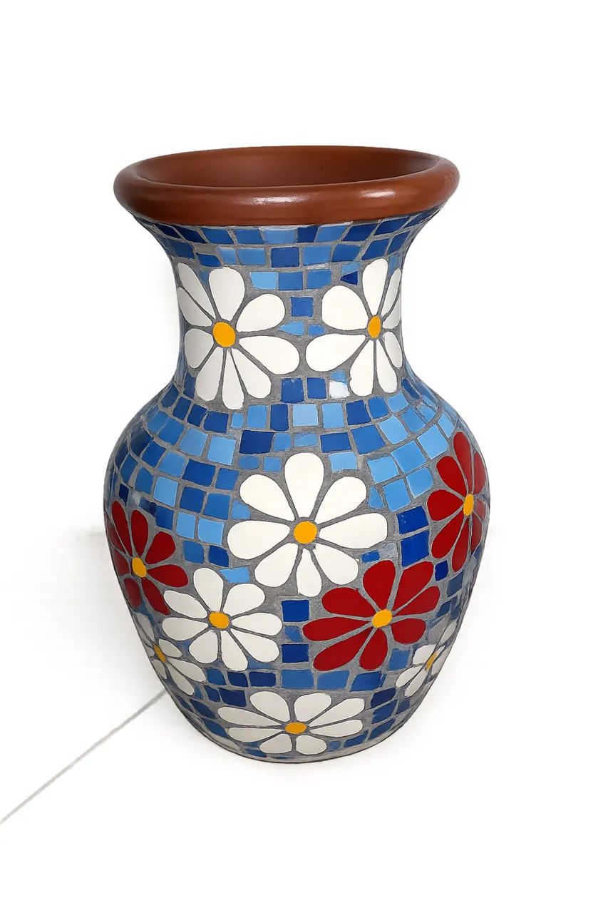 Vaso de Barro com Mosaico