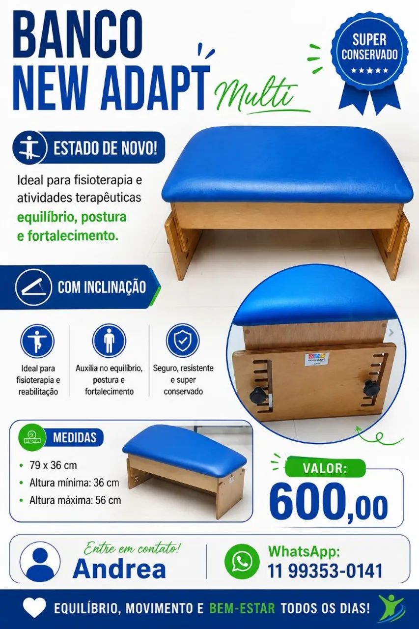 Banco fisioterapia New Adapt Multi super conservado 
