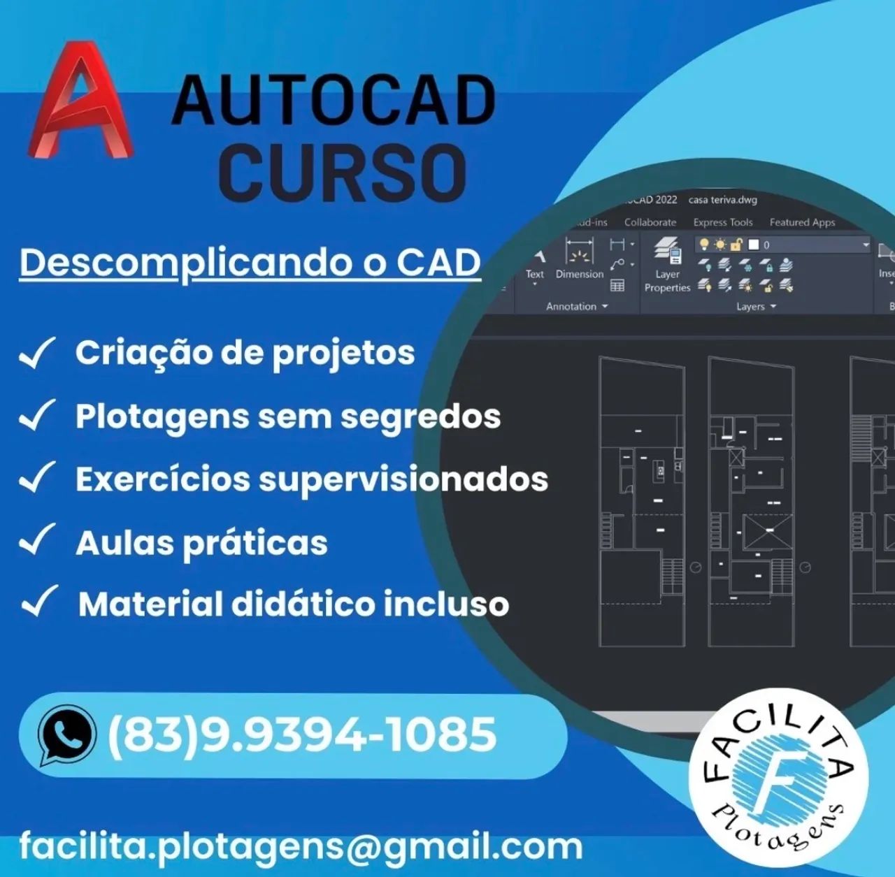 Aulas e curso auto cad
