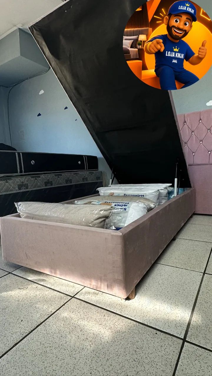 CAMA DE SOLTEIRO COM BASE BAÚ  - Foto 2