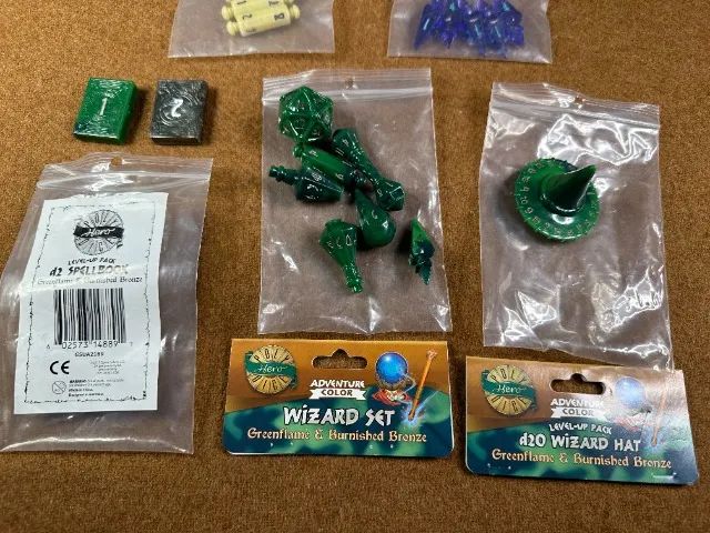 Dados de RPG Mago Bruxo Feiticeiro Polyhero WIzard Set Greenflame & Burnished Bronze - Foto 2