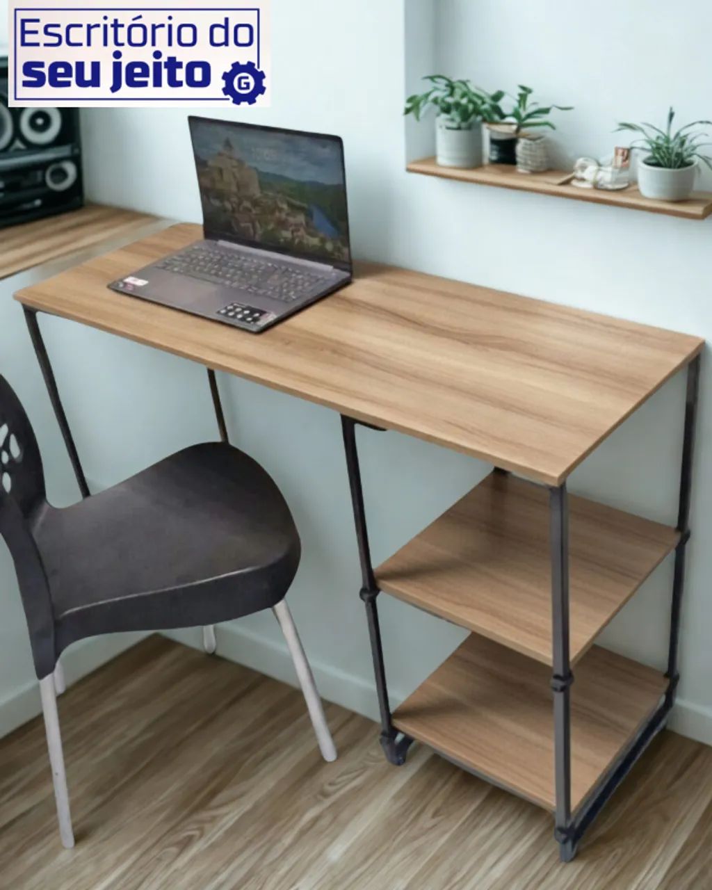 Mesa de Estudo 1,1m NOVA Multiuso Industrial para Notebook Escritório Computador Birô