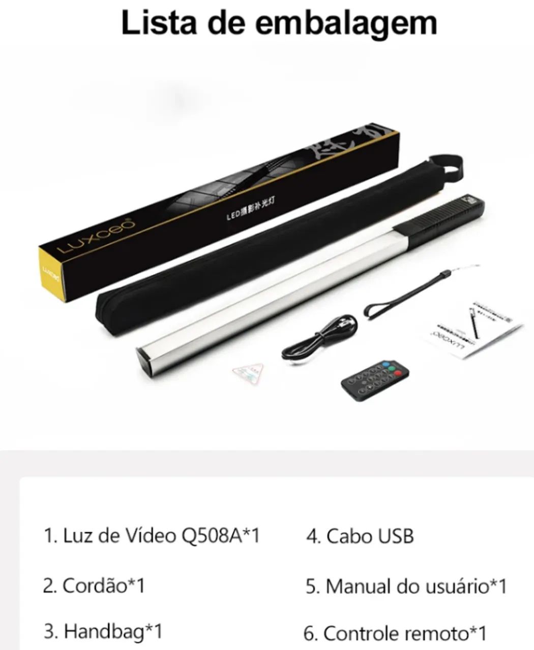 Bastão LED rgb Luxceo profissional recarregável pronta entrega - Foto 4