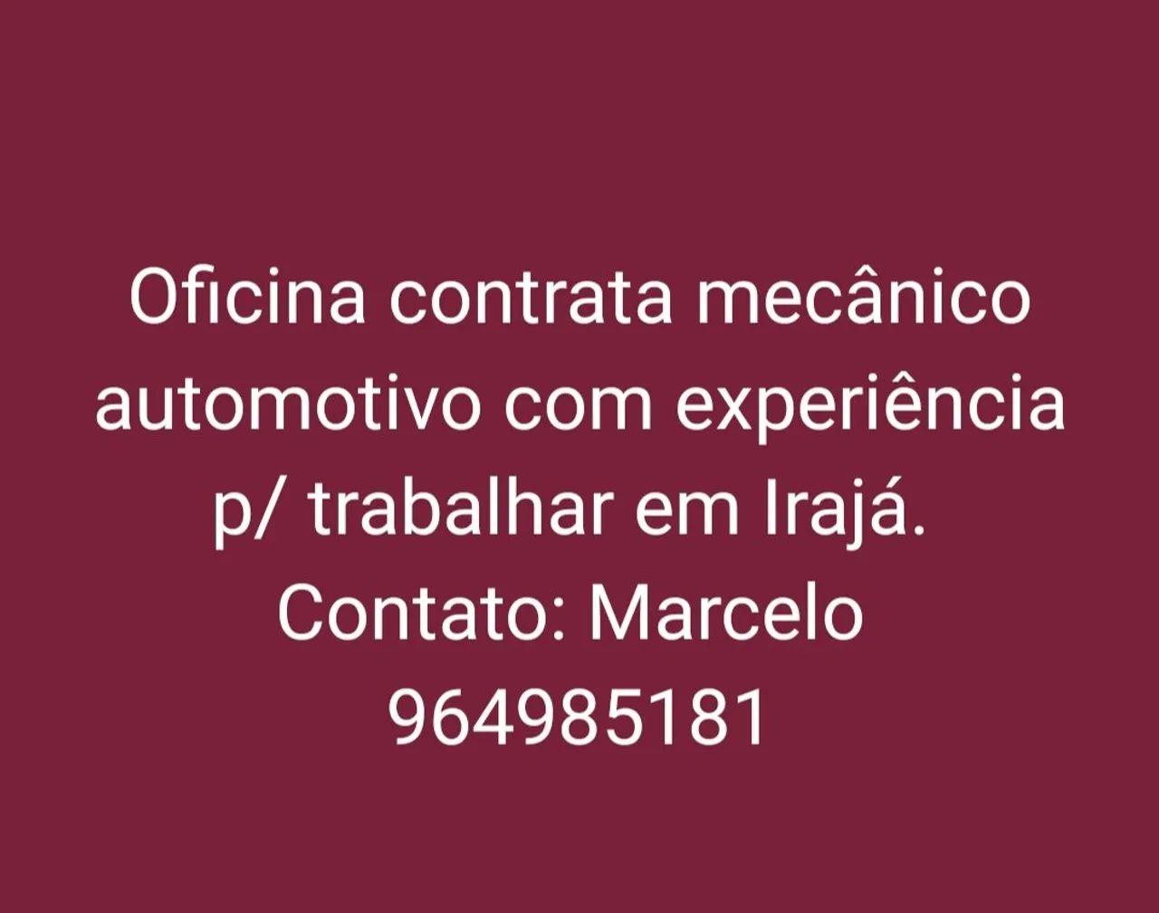 Mecânico automotivo com experiência 