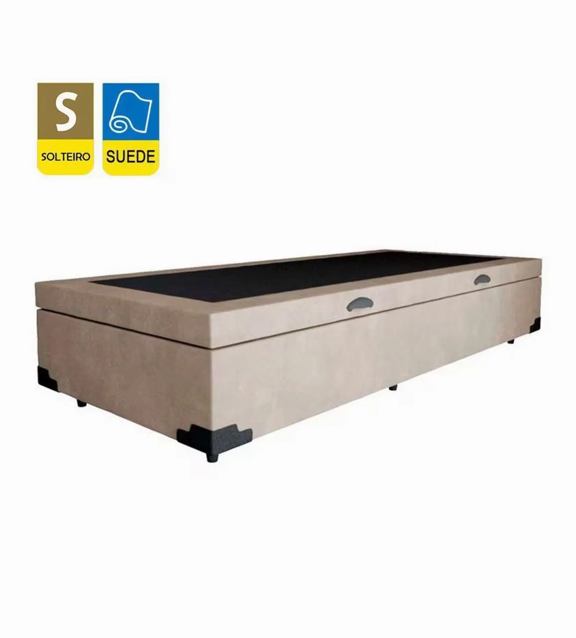 Cama box baú solteiro em Suede bege  - Foto 3