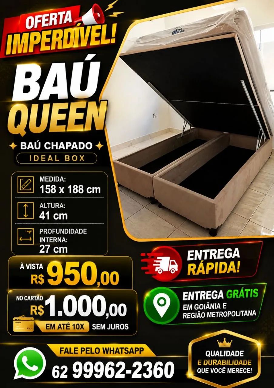 Box baú Queen size - Personalize com a cor da sua preferência. - Foto 2