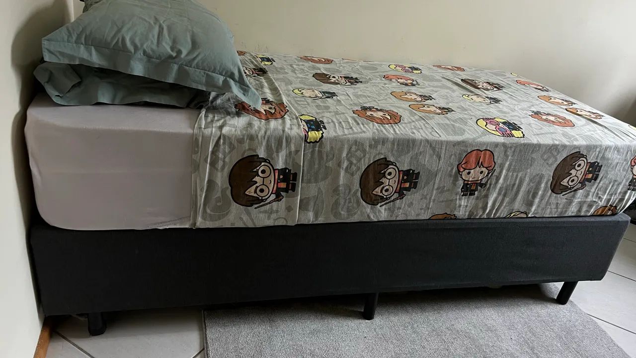 Base Box Solteiro 88x188 cm | Pés de Madeira | Em perfeito estado - Foto 3