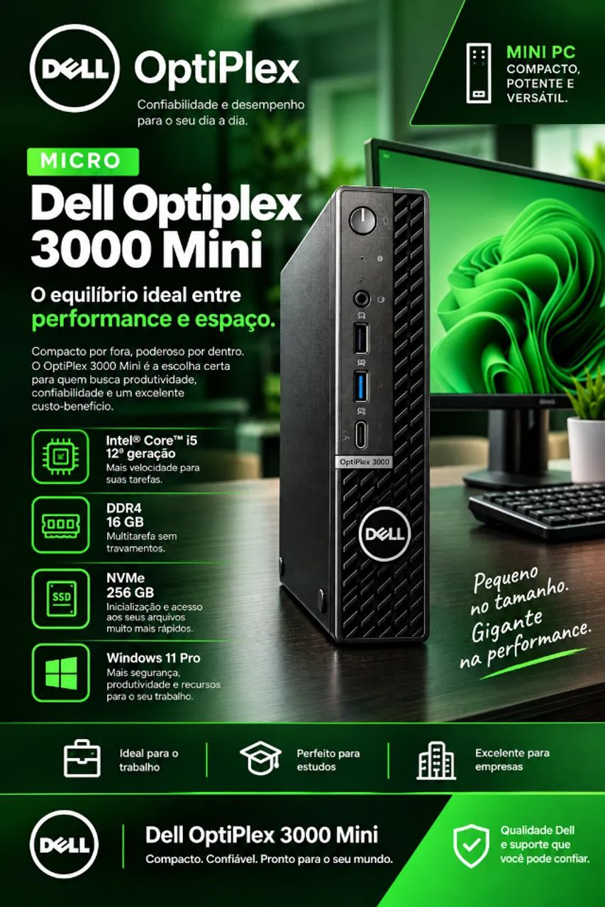 Mini Dell Optiplex 3000 (Core i5 12th / 16GB / Nvme 256 / Windows