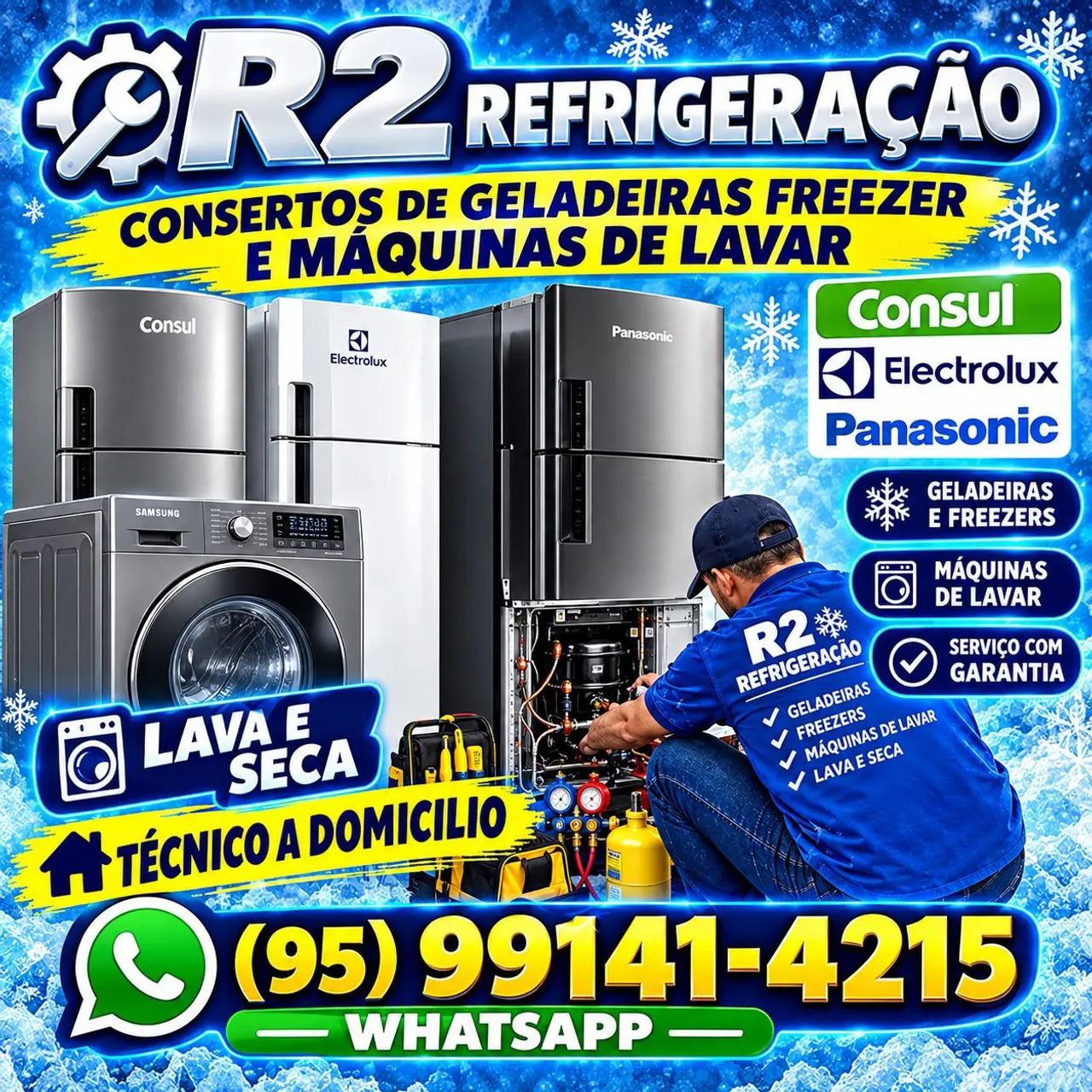 Consertos de geladeira e máquinas de lavar 