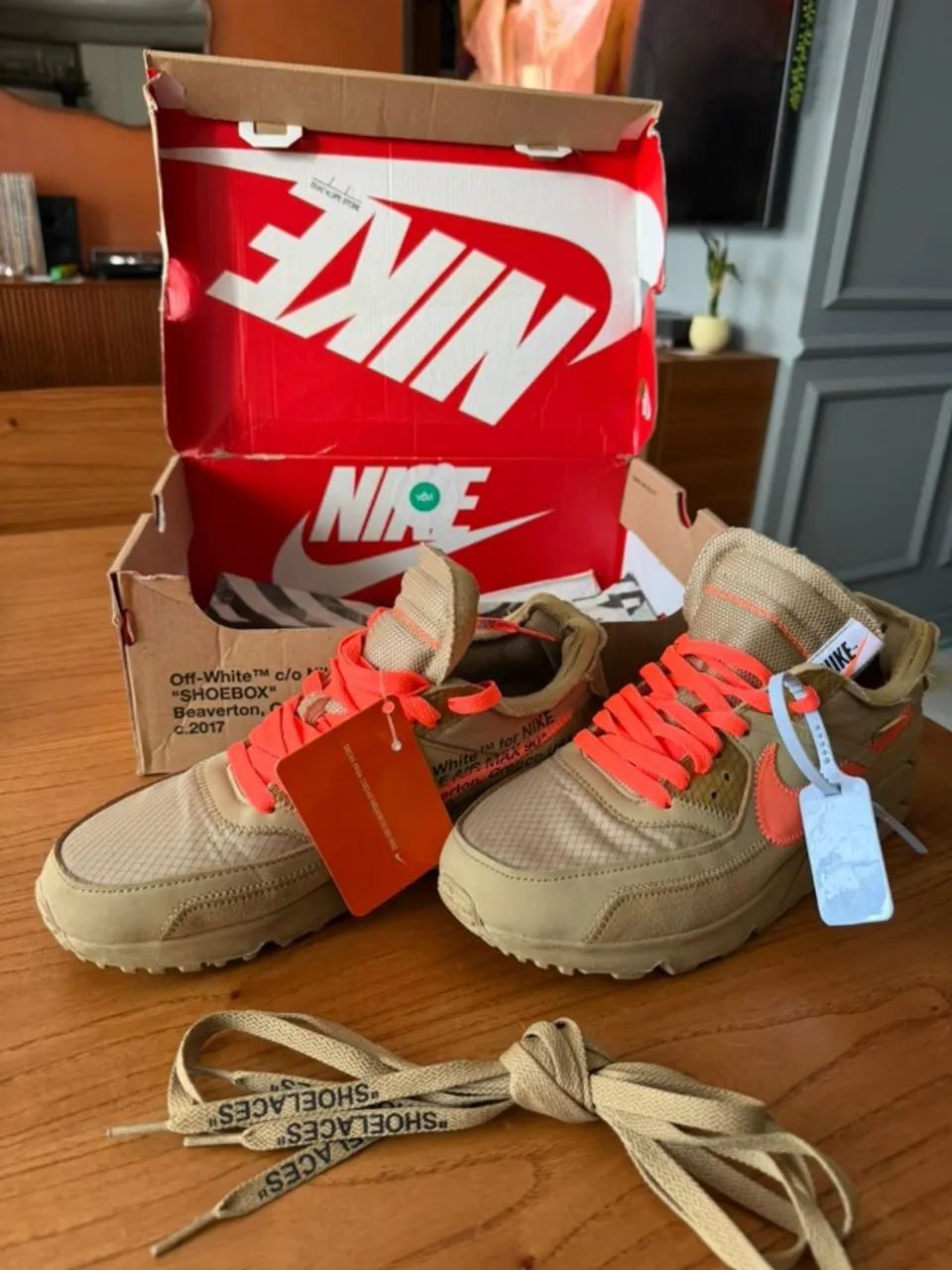 Tênis Off-White x Nike Air Max 90 Desert Ore - 39 - Original