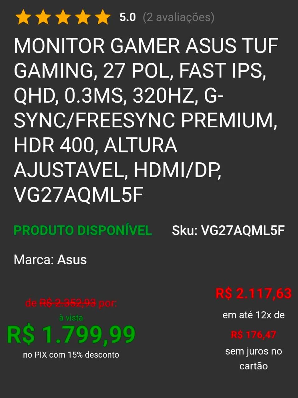 Monitor ASUS 320HZ 2K - Foto 5