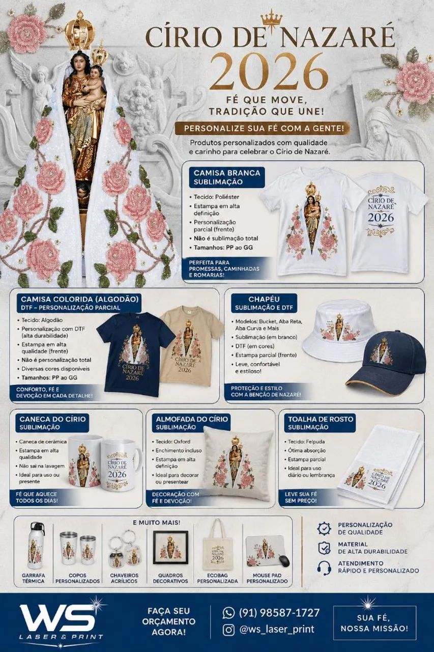 Produtos personalizados círio 2026