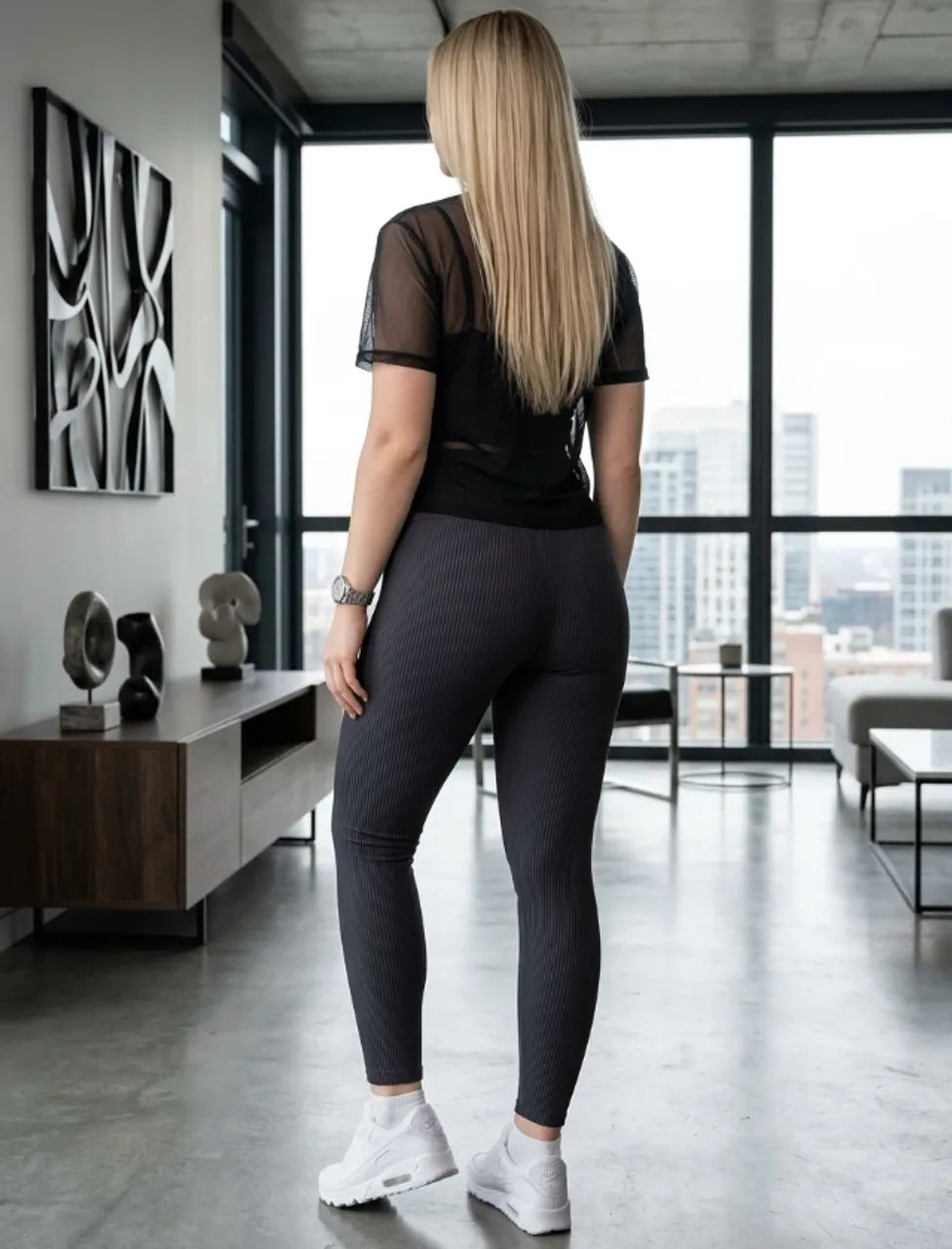Calça legging suplex canelada feminina - Foto 3