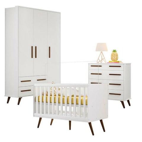 Quarto de Bebê Retrô Branco Brilho -Qmovi - Promoção - Embarque imediato