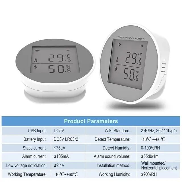 Sensor de Temperatura  e Umidade Tuya Wifi, Compatível com Alexa - Foto 5
