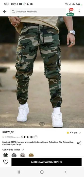Calça Cargo Masculina Camuflada - Foto 2