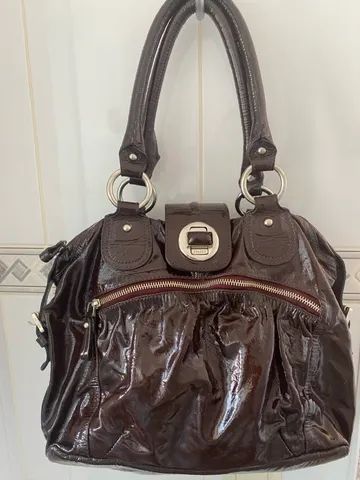 Bolsa Arezzo verniz marrom 