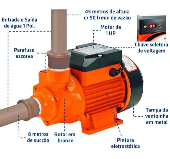 BOMBAS D'ÁGUA PERIFÉRICA 1 CV, NOVAS, NA CAIXA LACRADA e COM GARANTIA DE 6 MESES.* - Foto 4