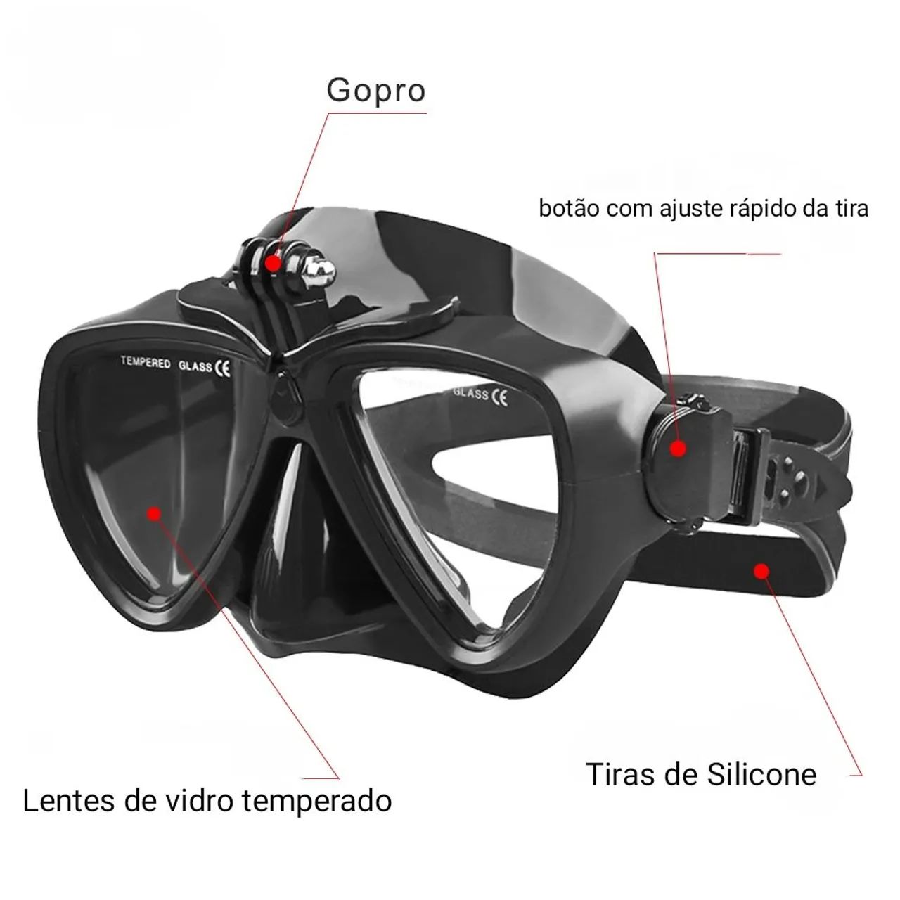 Máscara Mergulho c/ suporte p/ Gopro (Unidade( - Foto 2
