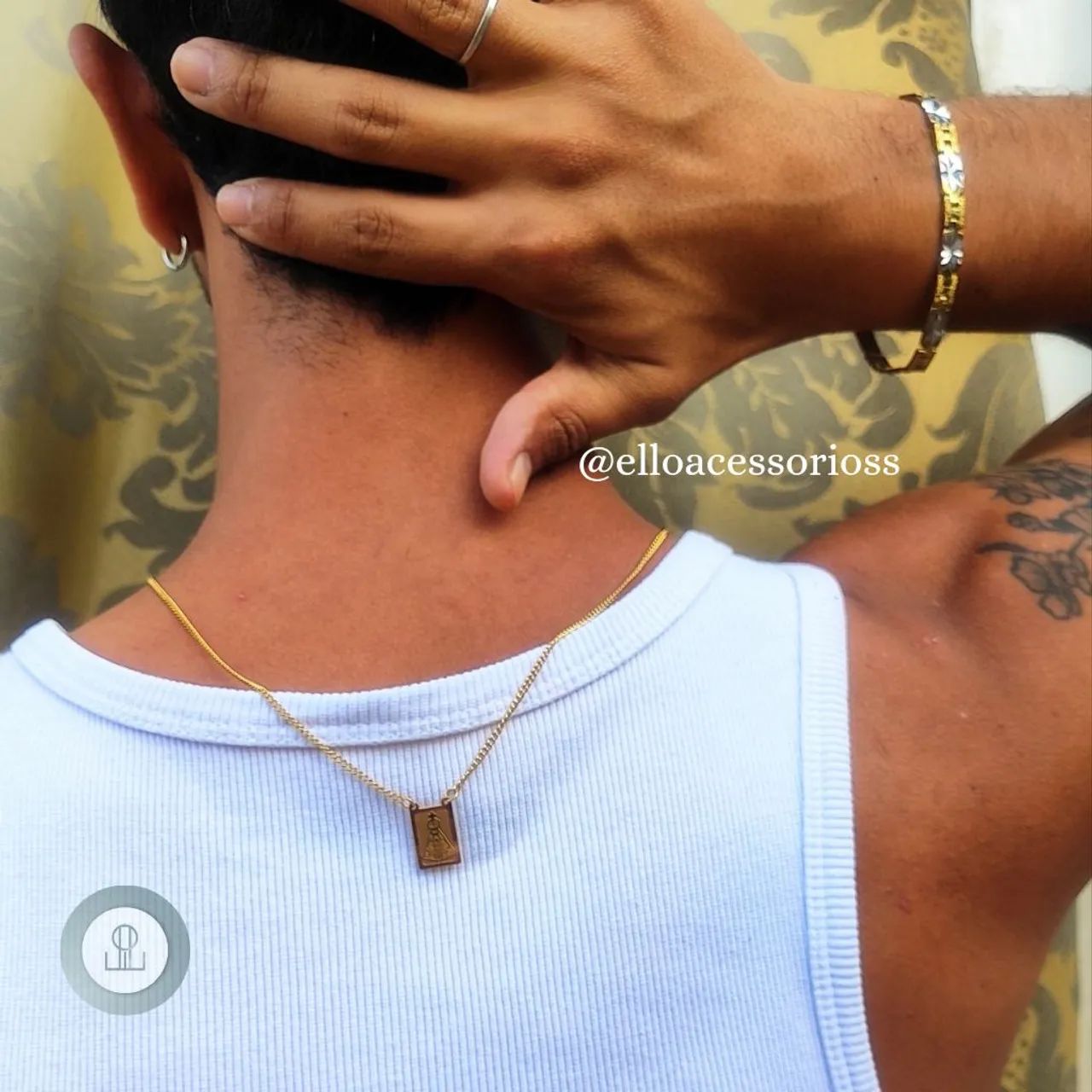 Escapulário Masculino Jesus e Maria Banhado a Ouro 18k - Foto 5