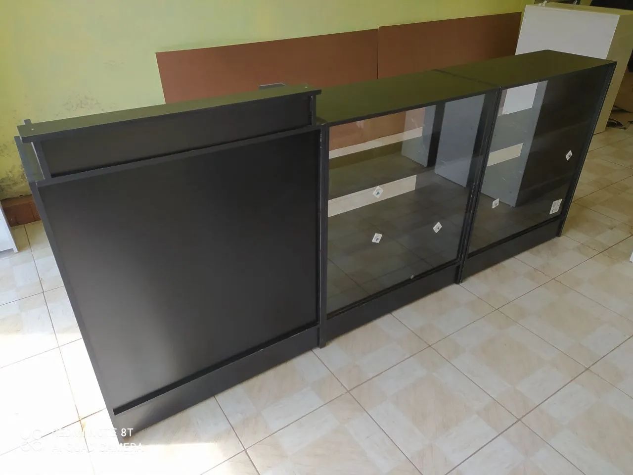 Balcão caixa + Balao Vitrine Expositor Preto MDF - NOVO