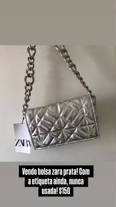 Bolsa Zara Prata - Nova com etiqueta - R$150