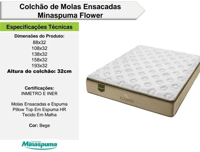 Colchão de casal de 138x 32cm novo minaspuma mola ensacada valor 1299,00 