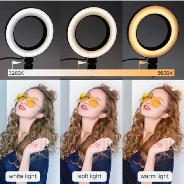 Anel de LED Ring Light 16cm com Suporte Para Celular e Tripe de Mesa - Foto 4