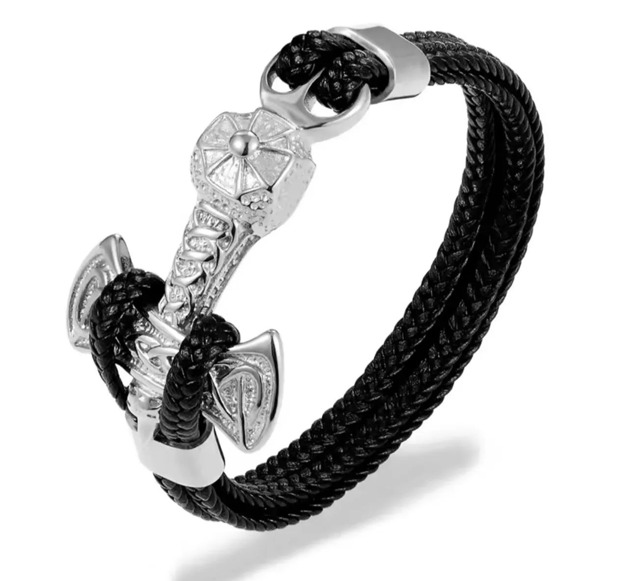 Pulseira Masculina de Couro genuíno e aço inoxidável. - Foto 5