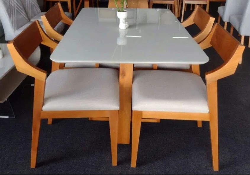 Mesa de jantar conqueste madeira maciça 4 cadeiras reforçada 