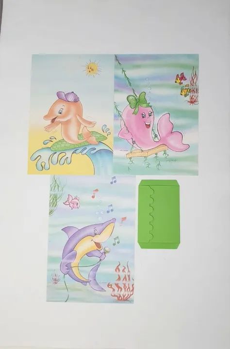 3 Papéis de Carta antigos - Álvaro - animais do mar