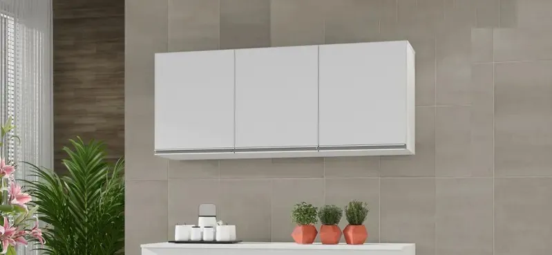 Armário Aéreo 03 Portas - Branco - Armário Cozinha  120cm